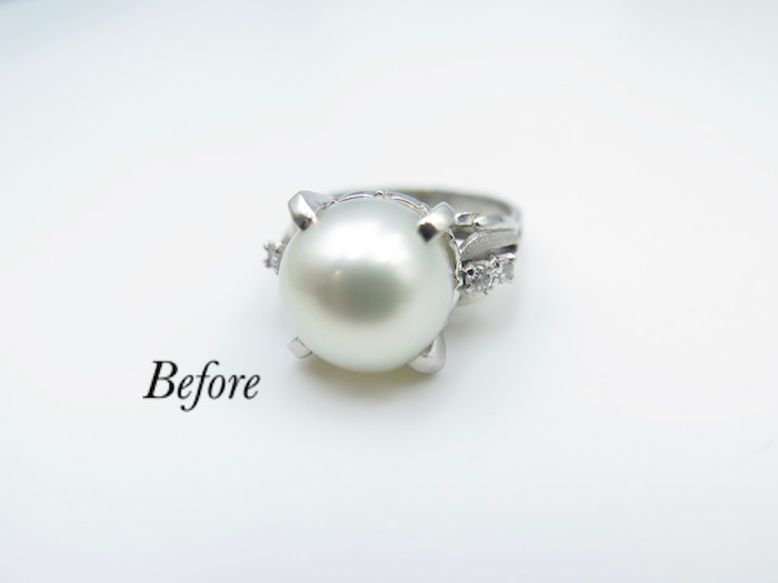 真珠の指輪をシンプルに作り変えを致しました