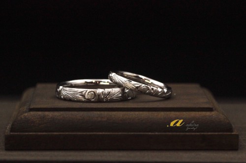 AKIRA jewelry Blog » Blog Archive » プラチナ和彫りのペアリング、結婚指輪のオーダー美浜区から