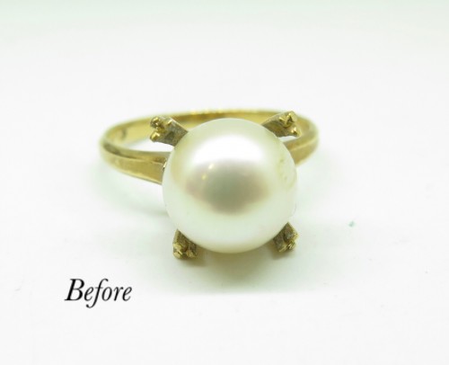 Ｋ１８真珠の指輪をプラチナリングにリフォーム