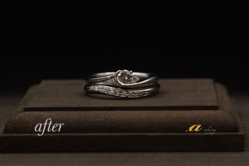 結婚指輪に合わせて婚約指輪をセットリングにリフォーム