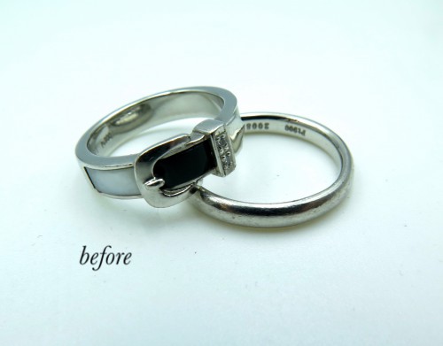 太目の結婚指輪が欲しいとの事で２本の指輪でリフォーム
