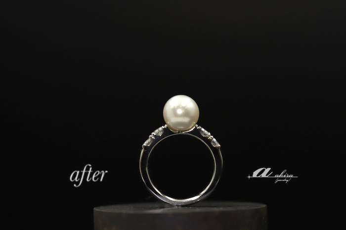 真珠とメレダイヤを使って指輪の製作を致しました