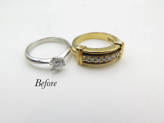 k18リングと婚約指輪。Before
