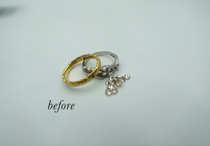 葛飾区からお越しのお客様より、ダイヤモンドリングのリフォームをご依頼いただきました。