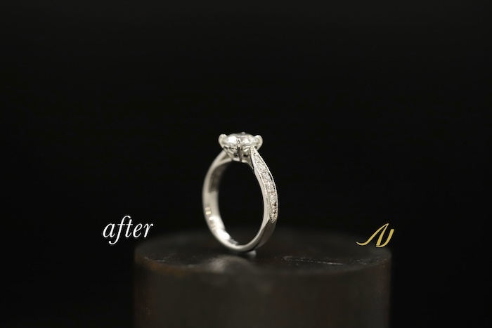 「1カラットダイヤモンドとメレダイヤを使った婚約指輪のリフォーム完成例」