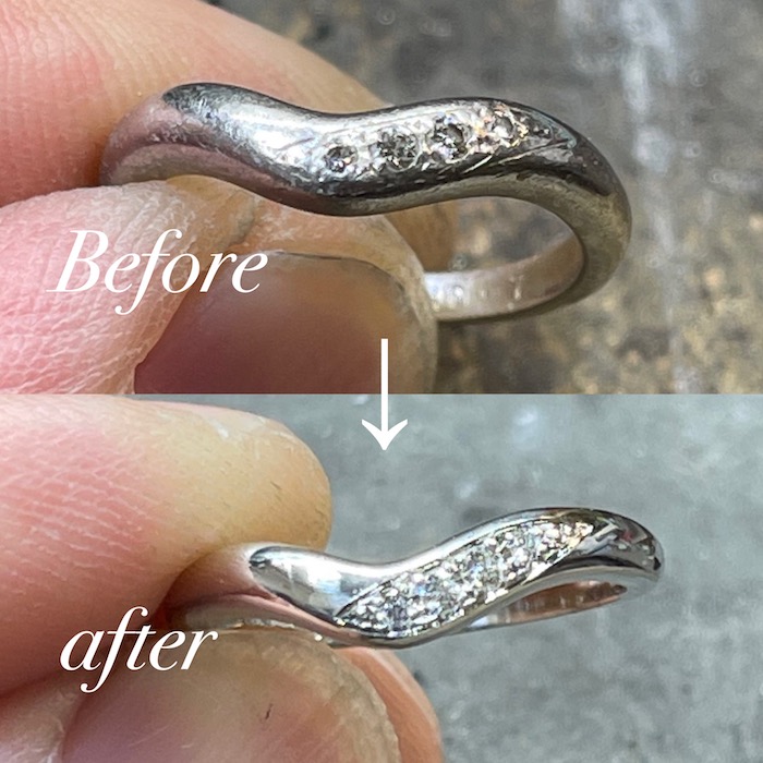 すり減ってしまった結婚指輪の修理を致しました